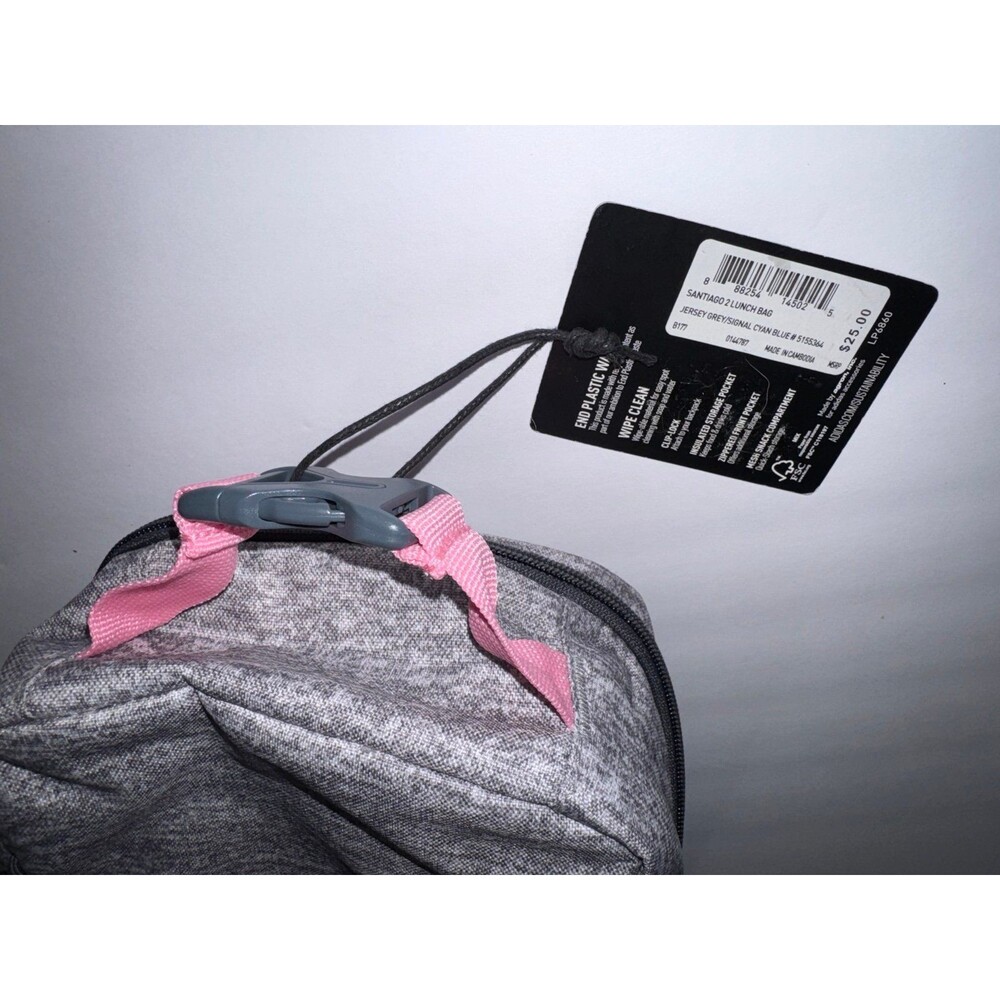 Adidas Santiago 2 Lunch Bag Jersey Grey Blue Pink 3 Stripes New B37 - Picture 6 of 9